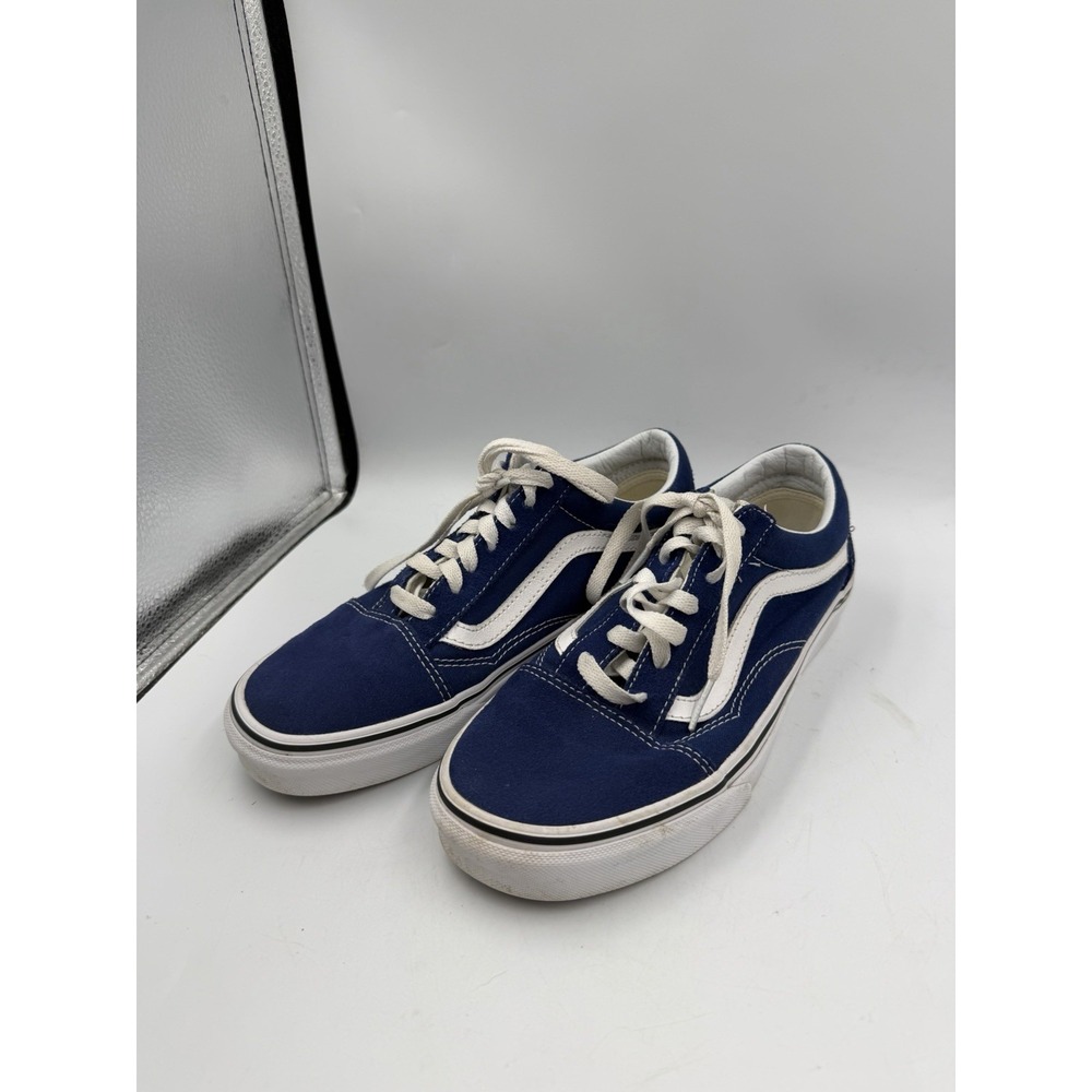Vans Old Skool Blue White Canvas Suede Skate Shoes Womens 7.5 Mens 6 Sneakers